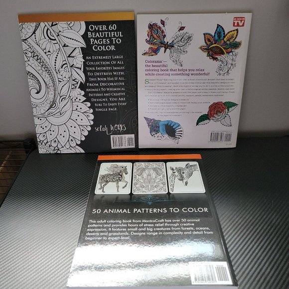 Adult Coloring Books (Lot 3) Colorama/Animal Designs/Stress Relieving Design - Picture 5 of 8